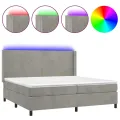 cadre de lit matelas et LED Gris clair 200x200 cm
