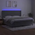 cadre de lit matelas et LED Gris clair 200x200 cm