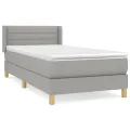 cadre de lit avec matelas Gris clair 80x200 cm Tissu