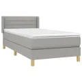 cadre de lit avec matelas Gris clair 80x200 cm Tissu