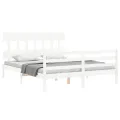 Cadre de lit avec tête de lit blanc King Size bois massif