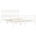 Cadre de lit avec tête de lit blanc King Size bois massif