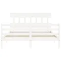 Cadre de lit avec tête de lit blanc King Size bois massif
