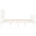 Cadre de lit avec tête de lit blanc King Size bois massif