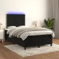 cadre de lit matelas et LED Noir 120x200 cm Velours