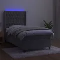 cadre de lit matelas et LED Gris clair 100x200 cm