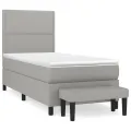 cadre de lit avec matelas Gris clair 80x200 cm Tissu