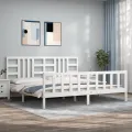 Cadre de lit avec tête de lit blanc 200x200 cm bois massif