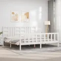 Cadre de lit avec tête de lit blanc 200x200 cm bois massif
