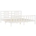 Cadre de lit avec tête de lit blanc 200x200 cm bois massif