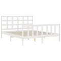 Cadre de lit avec tête de lit blanc King Size bois massif