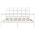 Cadre de lit avec tête de lit blanc King Size bois massif