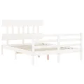 Cadre de lit avec tête de lit blanc 140x200 cm bois massif