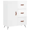 Buffet Blanc brillant 69,5x34x90 cm Bois d'ingénierie