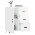 Buffet Blanc brillant 69,5x34x90 cm Bois d'ingénierie
