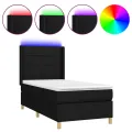 cadre de lit matelas et LED Noir 80x200cm Tissu