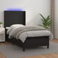 cadre de lit matelas LED Noir 90x200 cm Similicuir