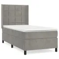 cadre de lit et matelas Gris clair 90x190 cm Velours
