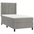 cadre de lit et matelas Gris clair 90x190 cm Velours