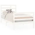 Cadre de lit Blanc Bois massif 75x190 cm Petit simple