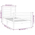 Cadre de lit Blanc Bois massif 75x190 cm Petit simple