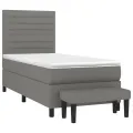 cadre de lit avec matelas Gris foncé 100x200cm Tissu
