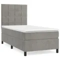 cadre de lit et matelas Gris clair 90x190 cm Velours