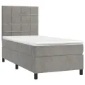 cadre de lit et matelas Gris clair 90x190 cm Velours