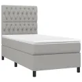 cadre de lit avec matelas et LED Gris clair 90x190cm