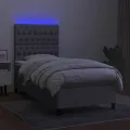 cadre de lit avec matelas et LED Gris clair 90x190cm