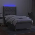 cadre de lit matelas LED Gris clair 90x190cm Tissu