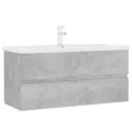 Armoire d'évier avec lavabo intégré Gris béton Aggloméré