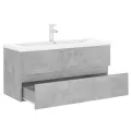 Armoire d'évier avec lavabo intégré Gris béton Aggloméré