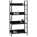 Bibliothèque à 4 niveaux noir 60x27,6x124,5cm bois d'ingénierie