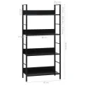 Bibliothèque à 4 niveaux noir 60x27,6x124,5cm bois d'ingénierie