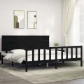 Cadre de lit avec tête de lit noir 200x200 cm bois massif