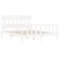 Cadre de lit avec tête de lit blanc King Size bois massif