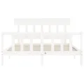 Cadre de lit avec tête de lit blanc King Size bois massif
