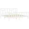 Cadre de lit avec tête de lit blanc 200x200 cm bois massif
