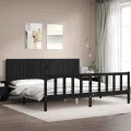 Cadre de lit avec tête de lit noir 200x200 cm bois massif