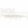 Cadre de lit avec tête de lit blanc King Size bois massif