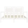 Cadre de lit avec tête de lit blanc King Size bois massif