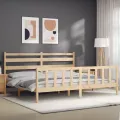 Cadre de lit avec tête de lit 200x200 cm bois massif