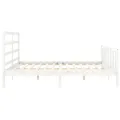 Cadre de lit avec tête de lit blanc 200x200 cm bois massif