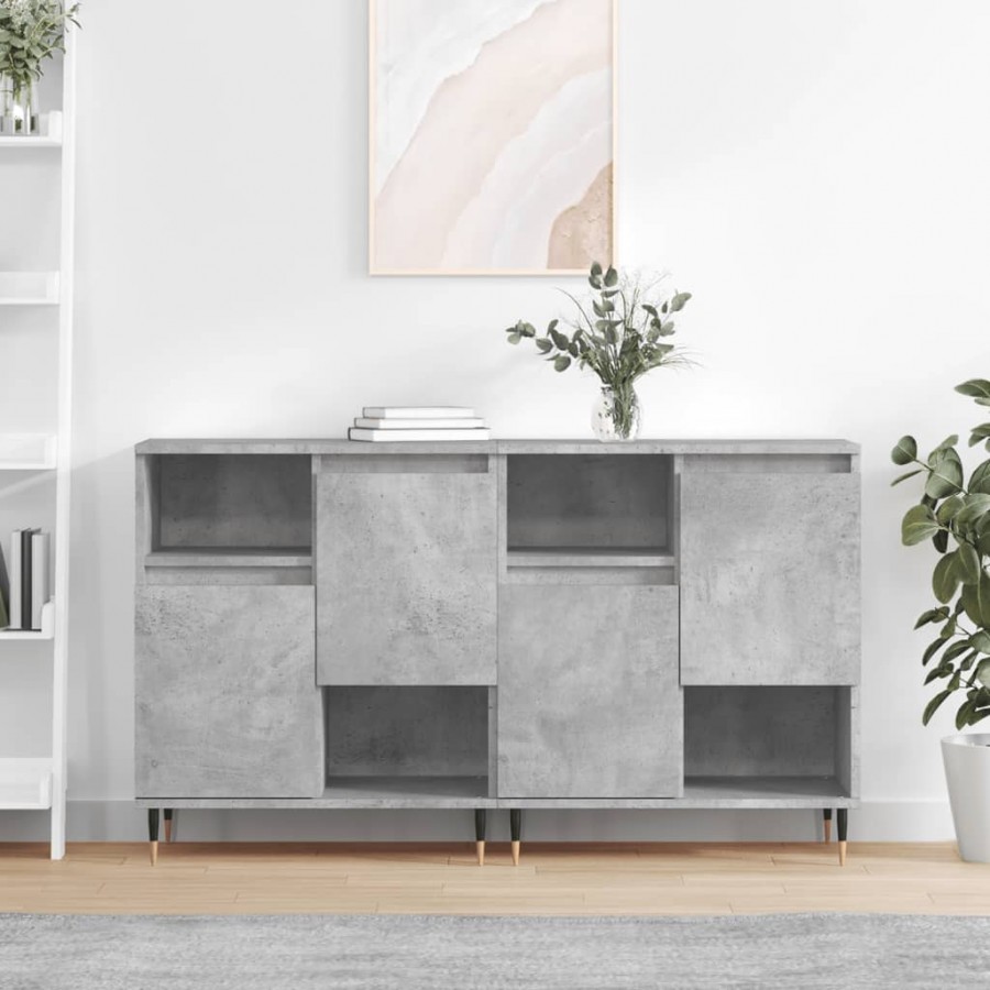 Buffets 2 pcs gris béton bois d'ingénierie