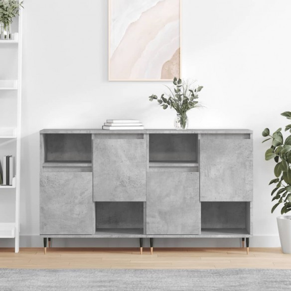 Buffets 2 pcs gris béton bois d'ingénierie