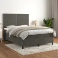 cadre de lit et matelas Gris foncé 140x190cm Velours
