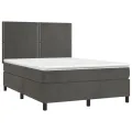 cadre de lit et matelas Gris foncé 140x190cm Velours