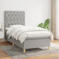 cadre de lit avec matelas Gris clair 80x200 cm Tissu