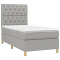 cadre de lit avec matelas Gris clair 80x200 cm Tissu